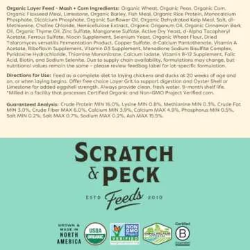 Scratch and Peck Feeds Organic Layer Chicken Feed with Corn for Chickens and Ducks - 25-lbs - Non-GMO Project Verified, Always Soy Free - 1004-25