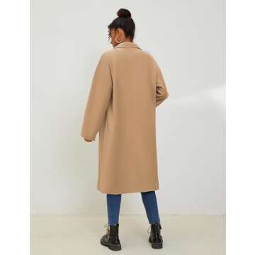 UANEO Women's Oversized Wool Blend Trench Coat Light Khaki