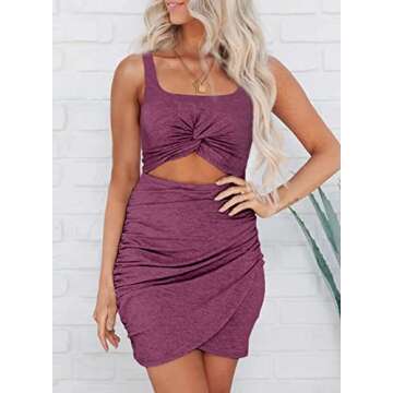 Acelitt Summer Dresses for Women 2025 Cut Out Beach Sundress Vegas Outfits Red M