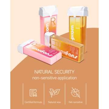 Waxfans Roll On Wax Roller (4 Packs) - Depilatory Hair Removal for Body, Legs, Arms - 3.53 Ounce Refills