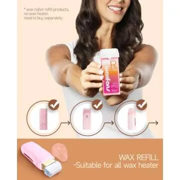 Waxfans Roll On Wax Roller (4 Packs) - Depilatory Hair Removal for Body, Legs, Arms - 3.53 Ounce Refills