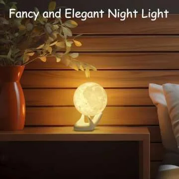 BRIGHTWORLD Moon Lamp - 3D Printed Night Light for Kids