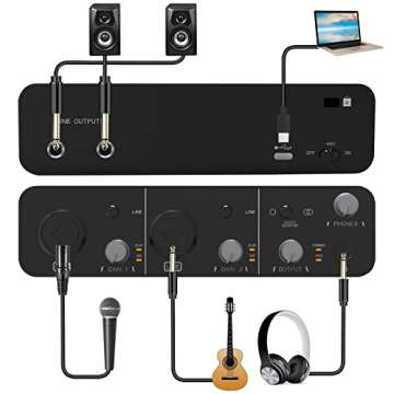 Wrugste USB Audio Interface +48V Phantom Power 24Bit/192kHz for Recording Podcasting and Streaming Ultra-low Latency Plug and Play Noise-Free XLR Audio Interafce for PC