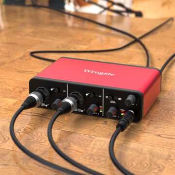 Wrugste USB Audio Interface +48V Phantom Power 24Bit/192kHz for Recording Podcasting and Streaming Ultra-low Latency Plug and Play Noise-Free XLR Audio Interafce for PC