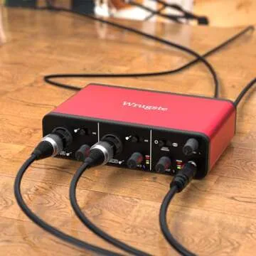 Wrugste USB Audio Interface +48V Phantom Power 24Bit/192kHz for Recording Podcasting and Streaming Ultra-low Latency Plug and Play Noise-Free XLR Audio Interafce for PC