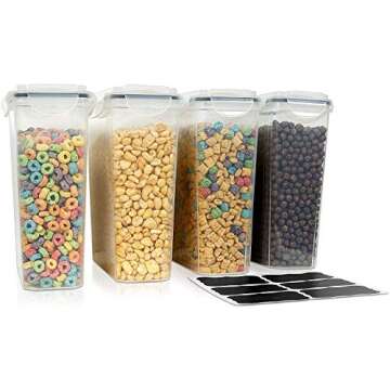 Cereal Containers Storage Set Large (6 Pack) Airtight Food Storage Containers for Kitchen & Pantry Organization, Cereal Storage Container Set for Crunchiness, 6 Pack