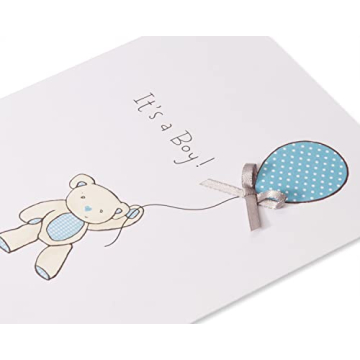 Cute Baby Boy Card – Bear with Balloon by American Greetings