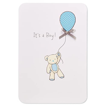 Cute Baby Boy Card – Bear with Balloon by American Greetings