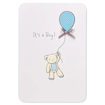 Cute Baby Boy Card – Bear with Balloon by American Greetings