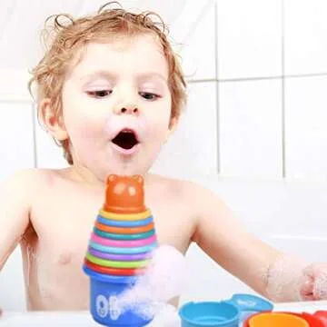 16 PCS Animal Bath Stacking Cups for Educational Play