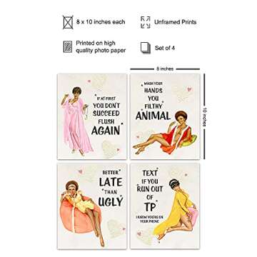 African American Wall Art - Bathroom Wall Decor - Vintage Bathroom Wall Art - Funny Bathroom Decor f...