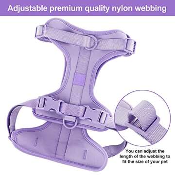 No Pull Lightweight Dog Harness: Adjustable Durable Breathable Mesh Pet Vest Harness with Soft & Comfortable Cushion, for Small Medium Large Dogs (Lilac, XS)