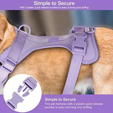 No Pull Lightweight Dog Harness: Adjustable Durable Breathable Mesh Pet Vest Harness with Soft & Comfortable Cushion, for Small Medium Large Dogs (Lilac, XS)