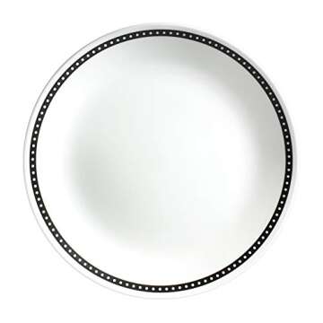 Corelle Vitrelle 18-Piece Service for 6 Dinnerware Set, Triple Layer Glass and Chip Resistant, Lightweight Round Plates and Bowls Set, Black and White