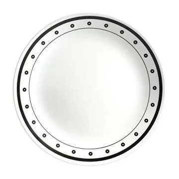 Corelle Vitrelle 18-Piece Service for 6 Dinnerware Set, Triple Layer Glass and Chip Resistant, Lightweight Round Plates and Bowls Set, Black and White