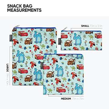 Simple Modern Disney Pixar Reusable sandwich Bag for Kids, Boys | Food Safe, BPA Free, Phthalate Free Polyester Zip Pouches | Washable & Refillable Snack Bags | Ellie Collection | 1 pack | Pixar Pals