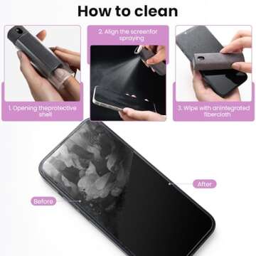 ZERNBER Touchscreen Screen Cleaner, Car, Tablet and Phone Screen Cleaner, Two in One Spray and Microfiber Cloth, Car Accessories for Women Perfect Gifts(Grey)