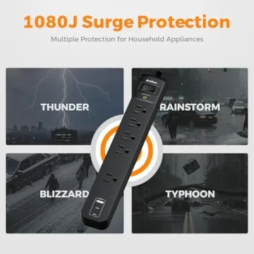 Addtam 2 Pack Power Strip with USB-C Charging Ports