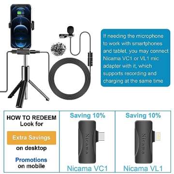 Nicama LVM1 Lavalier Lapel Microphone with Windscreen Muff for DSLR Camera Canon Nikon Camcorder Zoo...