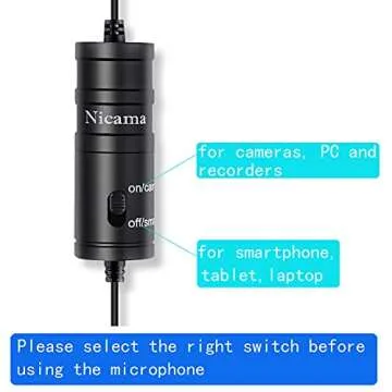 Nicama LVM1 Lavalier Lapel Microphone with Windscreen Muff for DSLR Camera Canon Nikon Camcorder Zoom TASCAM Audio Recorder Smartphone PC