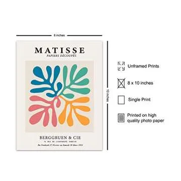 Matisse Poster - 8x10 Matisse Print - Matisse Wall Art - Aesthetic Pictures - Abstract Art - Minimal...