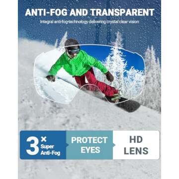 OutdoorMaster Ski Goggles with Cover Snowboard Snow Goggles OTG Anti-Fog for Youth Teenager, A01 Vlt...