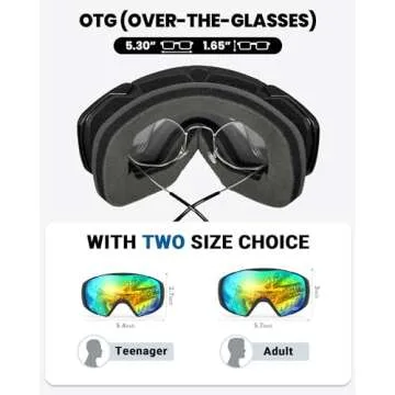 OutdoorMaster Ski Goggles with Cover Snowboard Snow Goggles OTG Anti-Fog for Youth Teenager, A01 Vlt 9.4%