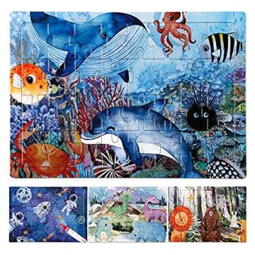 4 in 1 Increasing Difficulty Kids Puzzle for Kids, Ages 3-8, 24-60-Piece Puzzles, Puzzles for Childr...