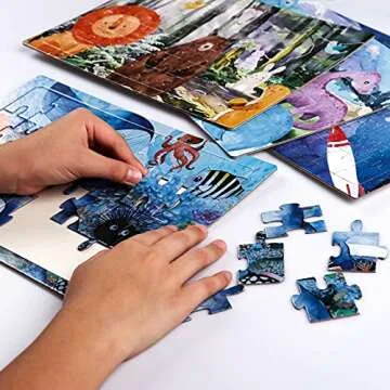 4 in 1 Increasing Difficulty Kids Puzzle for Kids, Ages 3-8, 24-60-Piece Puzzles, Puzzles for Children Learning Educational Puzzles Toys for Boys and Girls Set for Kids(4 Puzzles)