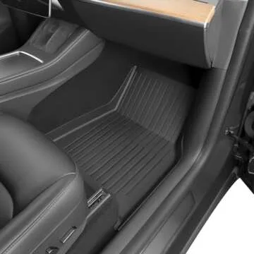 SUPER LINER Floor Mats for Tesla Model Y 5 Seat 2021-2024 2025-100% Eco-Friendly - All Weather TPE Cargo Liner Trunk Accessories, Set of 6 Mats (Not Fit 7-Seat)