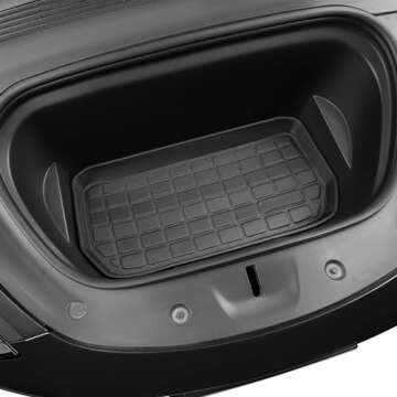 SUPER LINER Floor Mats for Tesla Model Y 5 Seat 2021-2024 2025-100% Eco-Friendly - All Weather TPE Cargo Liner Trunk Accessories, Set of 6 Mats (Not Fit 7-Seat)
