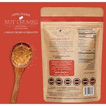Appel Foods - Nut Crumbs - Bread Crumb Alternative - Gluten Free - Sugar Free - Low Carb - Low Sodium - Raw, Premium Nuts - Spicy
