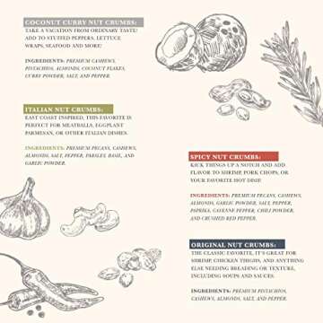 Appel Foods - Nut Crumbs - Bread Crumb Alternative - Gluten Free - Sugar Free - Low Carb - Low Sodium - Raw, Premium Nuts - Spicy