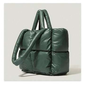 ZOSIVEB Large Puffer Tote Bag Winter Soft Puffer Down Padding Shoulder Bags Trendy Luxury Quilted Pa...