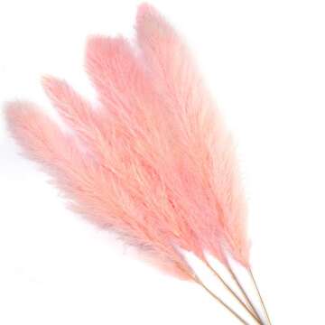 4 Stems Pampas Grass Tall Extra Fluffy 48" (4ft) - Home Decor Dried Natural Large Plant for Flower A...