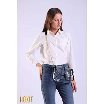 Clear Saddle Cross Body Bag Women Chain Shoulder Handbag Purse (Black)