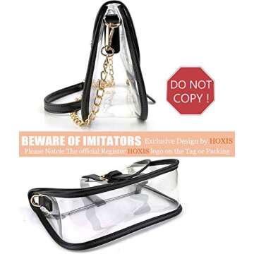Clear Saddle Cross Body Bag Women Chain Shoulder Handbag Purse (Black)