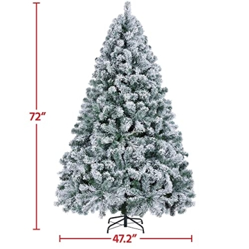 Yaheetech 6ft Pre-lit Snow Flocked Christmas Tree Warm White Lights