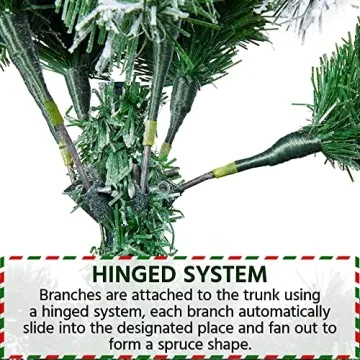 Yaheetech 6ft Pre-lit Snow Flocked Christmas Tree Warm White Lights