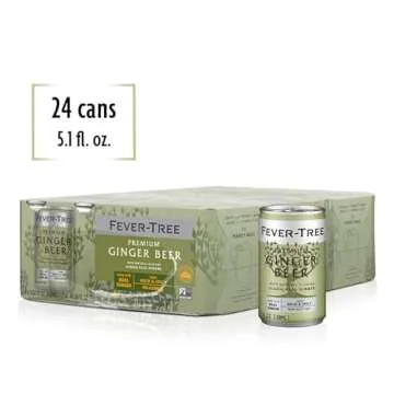Fever Tree Ginger Beer - Premium Quality Mixer - Refreshing Beverage for Cocktails & Mocktails. Naturally Sourced Ingredients, No Artificial Sweeteners or Colors - 150 ML Cans - Pack of 24