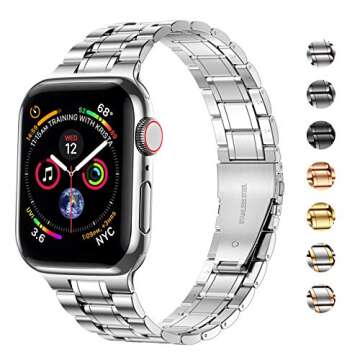 MioHHR Stainless Steel Band for Apple Watch 44mm 42mm - Durable & Stylish