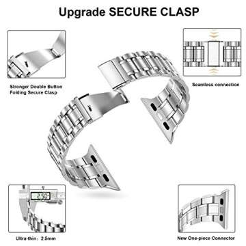 MioHHR Stainless Steel Apple Watch Band - Silver Style and Comfort