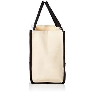 Mud Pie Black and White Initial Canvas Tote Bag (L)