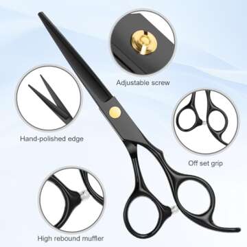 Hair Cutting Scissors Kit, Professional Barber Shears Set with Hair Scissors Thinning Shears, Tijeras para Cortar Cabello Haircutting Sheers Hair Cut Blending Salon Scissor for Men Women Pet
