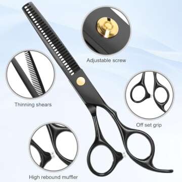 Hair Cutting Scissors Kit, Professional Barber Shears Set with Hair Scissors Thinning Shears, Tijeras para Cortar Cabello Haircutting Sheers Hair Cut Blending Salon Scissor for Men Women Pet