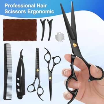 Hair Cutting Scissors Kit, Professional Barber Shears Set with Hair Scissors Thinning Shears, Tijeras para Cortar Cabello Haircutting Sheers Hair Cut Blending Salon Scissor for Men Women Pet