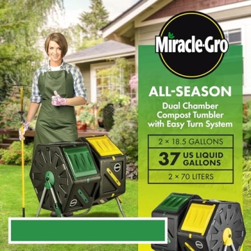 Miracle-Gro Dual Chamber Compost Tumbler for Easy Composting