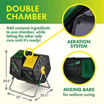 Miracle-Gro Dual Chamber Compost Tumbler for Easy Composting
