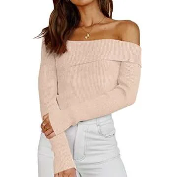 LILLUSORY Womens Off The Shoulder Going Out Sweaters Fall Sexy Cute Trendy Long Sleeve Knit Pullover Clothes Tops 2025