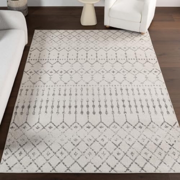 nuLOOM 9x12 Moroccan Blythe Area Rug, Grey, Faded Bohemian Design, Stain Resistant, For Bedroom, Din...